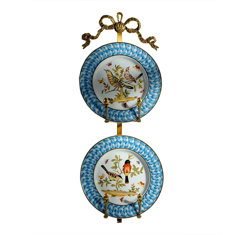 

zq American and European Style Blue and White Hand Drawn Plate Wall Decoration Plate Decorations Home Living Room Decorations