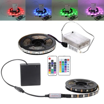 

DC 5V RGB LED Strip SMD5050 30Leds/m Battery Powed LED Light Strip With Remote Control 1M 2M 3M 4M 5M Waterproof Ribbon Tape