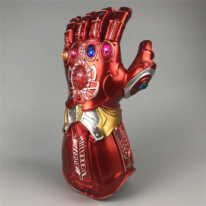 Красный Мстители эндгейм супергерой Железный человек Tony Stark Thanos Бесконечность камень светодиодный свет Косплей перчатка рука Броня ПВХ рука Gauntlet