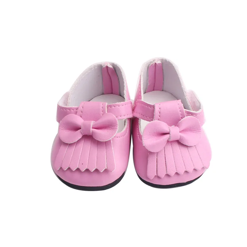 43 см Детские куклы обувь Новорожденный милый бант платье обувь детские игрушки черные кроссовки спортивная обувь подходит Американский 18 дюймов девушки кукла g2 - Цвет: Pink