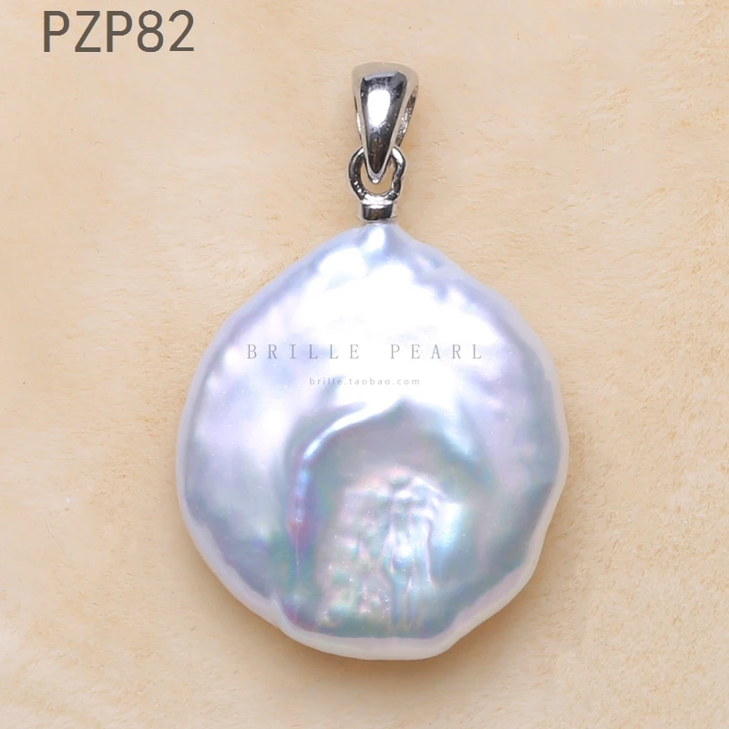 BaroqueOnly Natural Pearl Slide Pendant Different Shape Freshwater buttons Pearls 925 Silver Sterling flat pendant gifts pendant necklace silver necklace