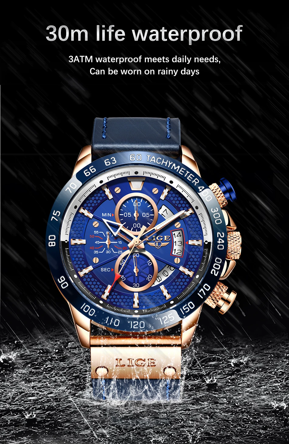 LIGE 8929 Men Quartz Watch description image 3