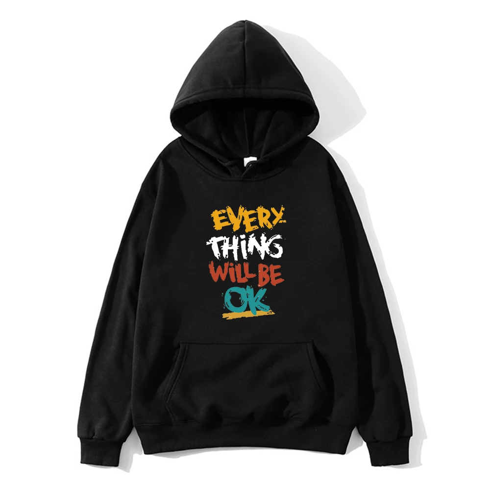

Fashion Letter Print Hoodies Korean Style Pocket Pullovers Sweater Fall Winter Long Sleev Casual Tops Outwear