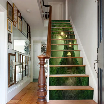 

PVC wallpaper creative Tree hole tree house landscape simple 13 pieces of DIY stair stickers, step stickers, wall sticker