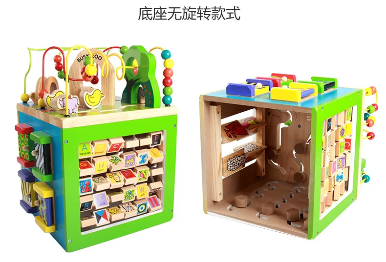 

Large Size Children Bead-stringing Toy Wood Treasure Chest Educational Beaded Bracelet Four Sides Multi-functional Infants Educa