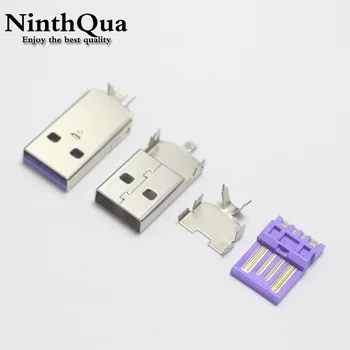 

1/2/5set USB 2.0 5A Welding Type Male Plug Nickel Plated Connectors Adapter For DIY Supercharge Super Charger Cable For Huawei