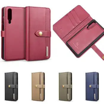 

DG.MING Detachable Buckle Flip Leather Card Slot Wallet Stand Case Cover For Huawei P20 P30 Pro Mate 20 lite Maimang 7 Phones