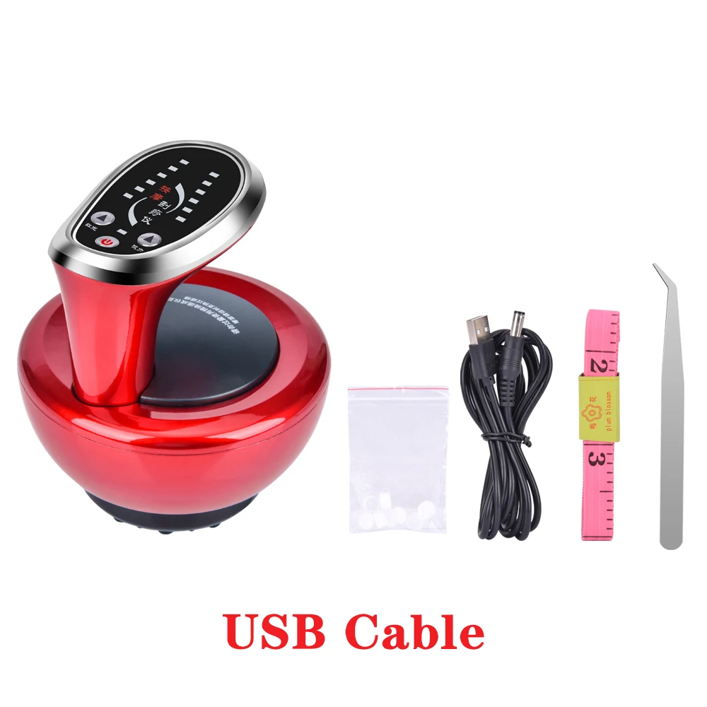 USB Cable Электрические скребковые банки для вакуумного Массажа Гуаша всасывающий массажер отрицательное давление Меридиан Сжигание жира тонкий нагрев терапия физиотерапия - Цвет: USB Cable