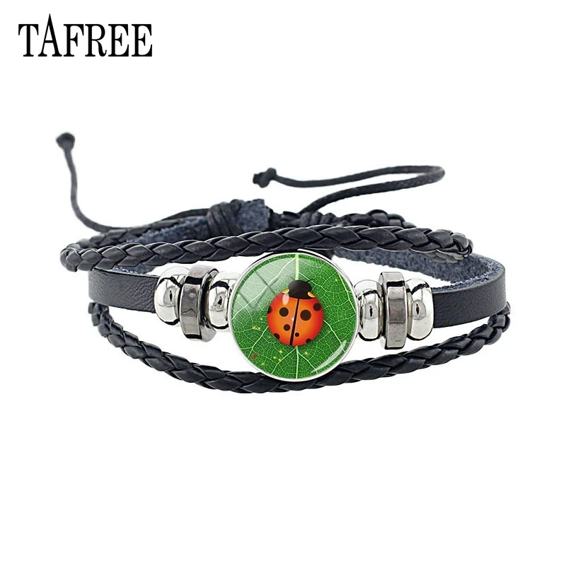 TAFREE Красная божья коровка pulseras mujer moda 2020 полезные насекомые на зеленых растениях