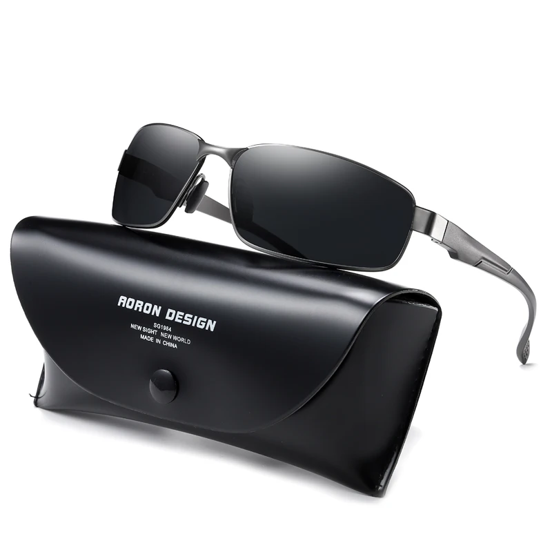 gray frame black AORON, Брендовые мужские винтажные Квадратные Солнцезащитные очки, поляризационные, UV400, линзы, очки, аксессуары для мужчин, s, Винтажные Солнцезащитные очки для мужчин, A511 - Цвет линз: gray frame black