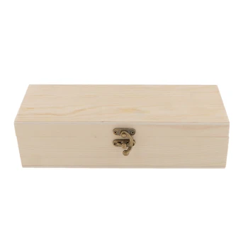 

Wood Jewelry Box Tea Box Case Necklace Ring Storage Box w/ Clasp 4 Slots