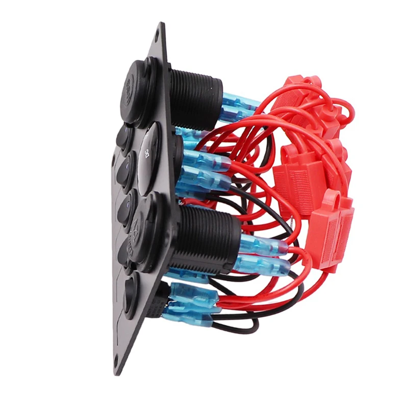 8/5 банда ВКЛ-ВЫКЛ тумблер панель 12V~ 24V+ двойной USB разъем зарядное устройство светодиодный вольтметр+ розетка для лодки морской RV грузовик автомобиль