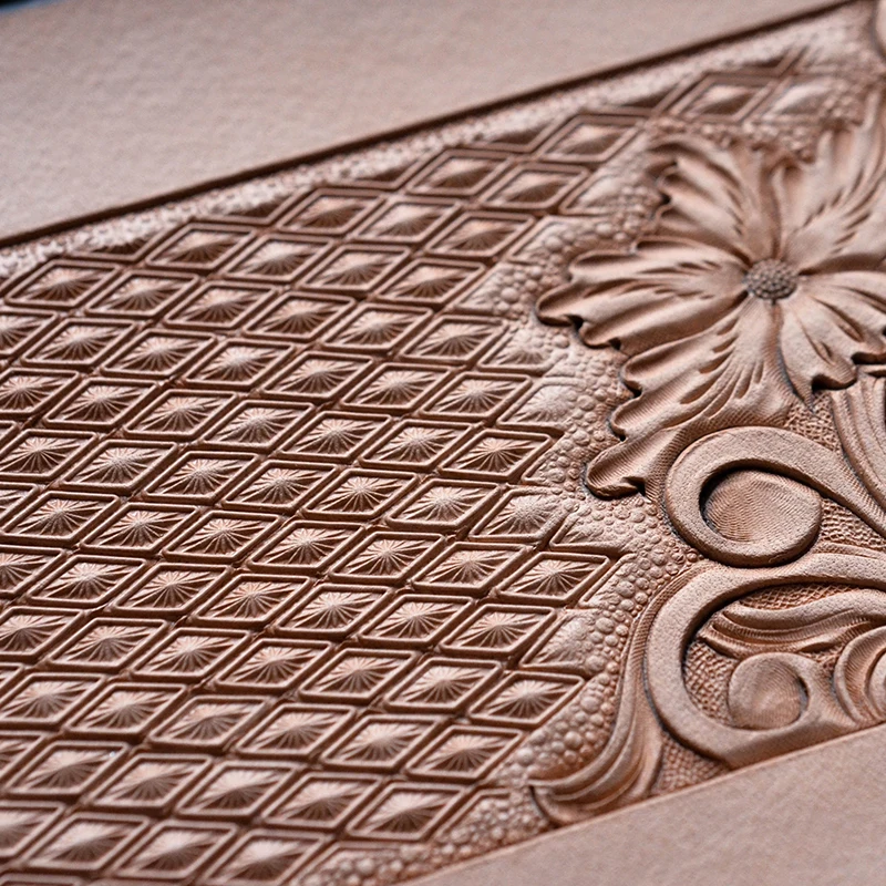 Carving Tool Leather Tool Leather Stamp Punch SOZO LX2 Geometrics Diamond Lined Leather Work Stamping Tool Carving Pattern 304 Stainless Streel Stamp
