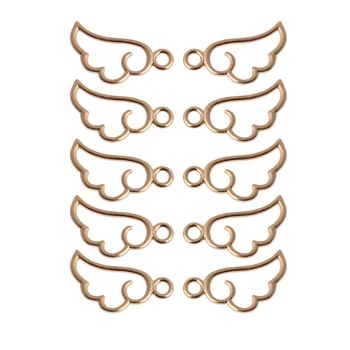 

2020 New 10Pcs Angel Wing Metal Frame Pendant Open Bezel Setting UV Resin Jewelry Charm