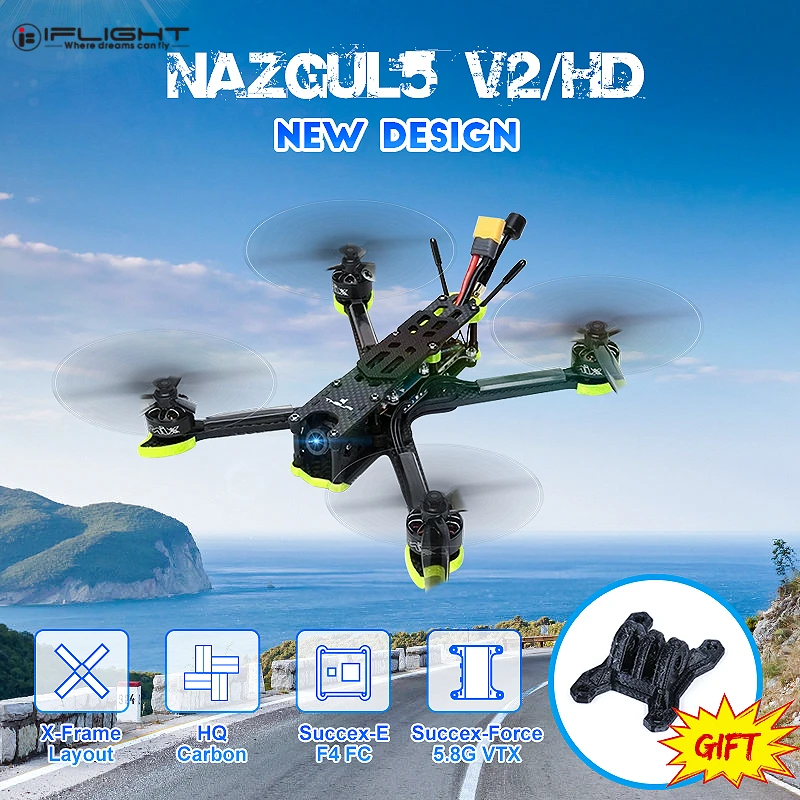 iFlight Nazgul5 V2 Nazgul5 HD 5 Inch RC FPV Racing Drone w/ Caddx Ratel Camera SucceX-E F4 Flight controller 45A BLHeli_S ESC