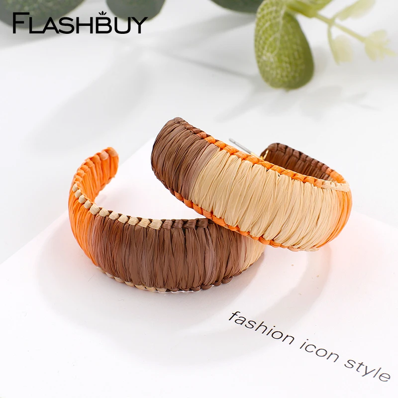 

Flashbuy Raffia Sector Drop Earrings For Women Geometric Handmade Rattan Earring Fashion Jewelry Wedding Gift Accessories