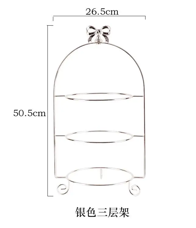 Европейская многослойная десертная подставка для торта, тарелка для десерта, фруктовый поднос, послеобеденный чай, трехъярусная подставка для торта, Европейская многослойная - Цвет: Silver  A