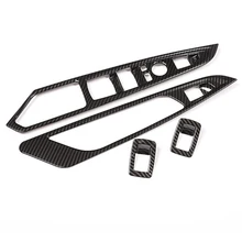 4 шт. углеродное волокно стиль автомобиля переключатель кнопки крышки планки черный для BMW X5 X6 F15 F16- переключатель окна кнопки крышки