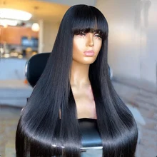 Aliexpress - Straight Human Hair Wigs With Bangs Full Machine Made Wigs 100% Remy Brazilian Human Hair  No Lace Wigs For Women