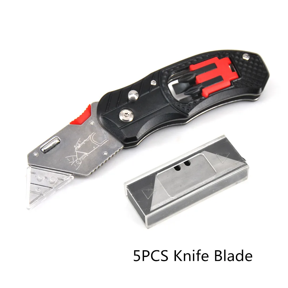 PK5785-5PCS-Blade Универсальный нож складной электрик ножи резак кабеля многофункциональный инструмент со вставными ножами 6 в 1 Многофункциональный карманный нож Отвертка Набор бит - Цвет: PK5785-5PCS-Blade