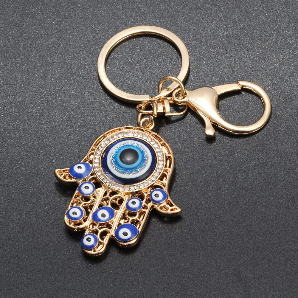 Keychains Retro Turkish Evil Eye Keychain Palms Shape Lucky Charm