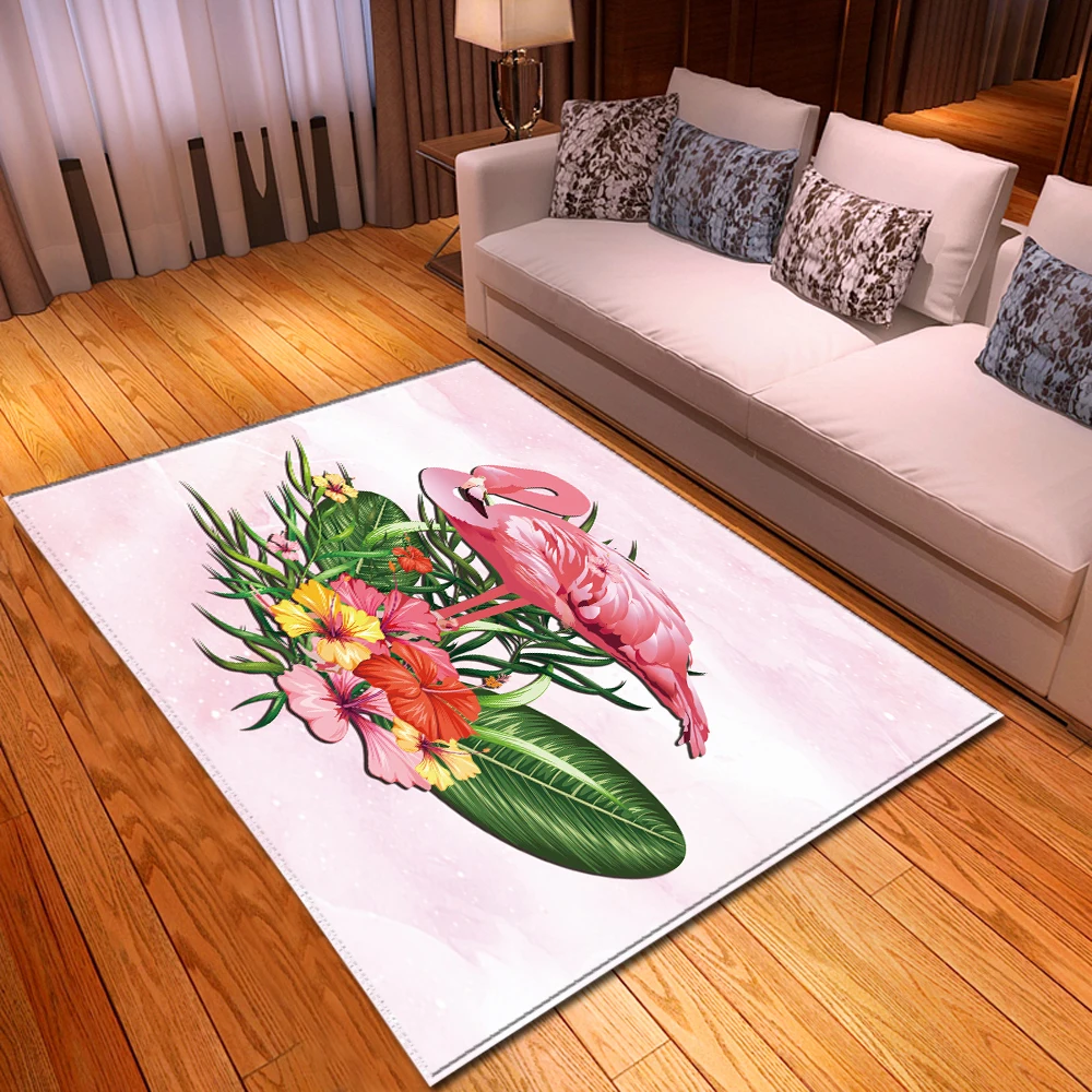 Modern Flamingo Pattern Living Room Carpet Home Decorative Kids Bedside Area Rugs Floor Mat Flannel Dining Table Rugs and Carpet