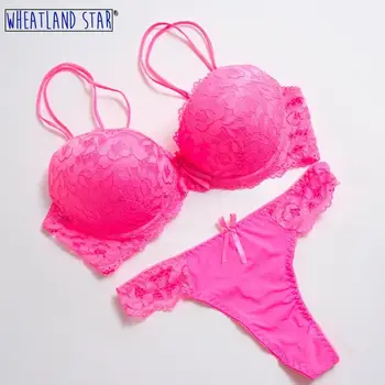 

Plus Size Bra and Thong Set Underwire Push Up Bra Set Two Hook-and-eye Intimates Women Lingerie 2020 Hot Underwear & Sleepwears