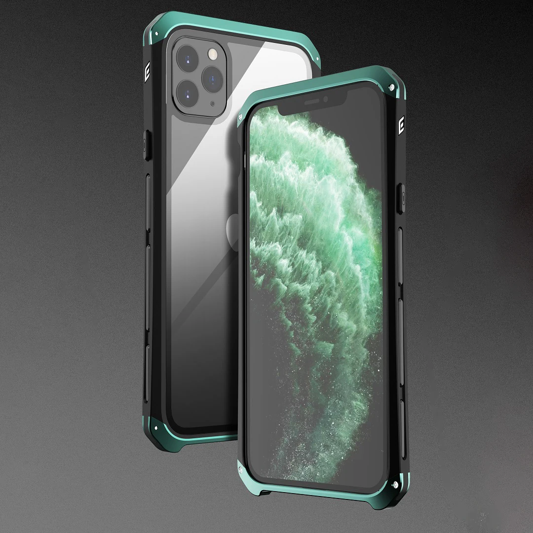 Металлический алюминиевый чехол для Iphone 11, чехол-гибрид из поликарбоната, задняя крышка из закаленного стекла для Iphone 11 Pro Max, чехол, противоударный чехол, Fundas