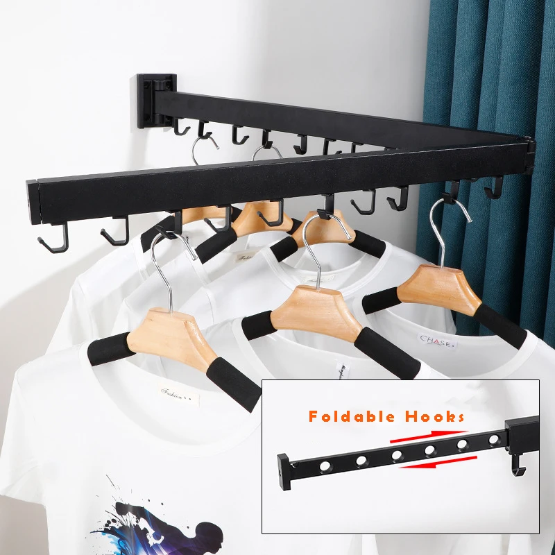  Настенная телескопическая вешалка для одежды, черная Складная сушилка для одежды вешалка для одежды в помещении и на улице, простая ве…