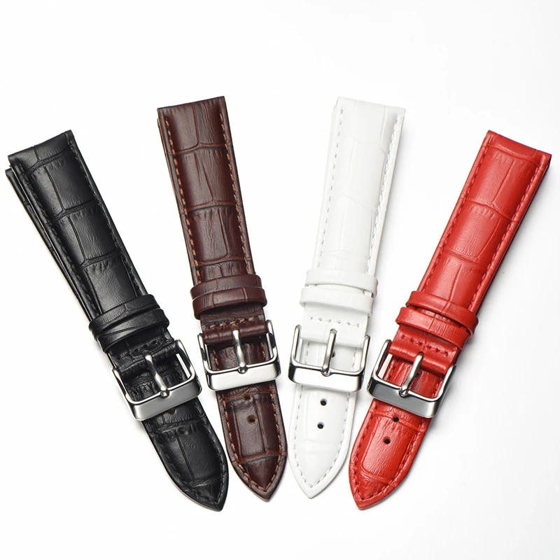 ALK Watchband 18mm Genuine Cow Leather Watch Strap 20mm Watch Band 22mm for Wristwatches Accessories Square Pin Buckle Replace