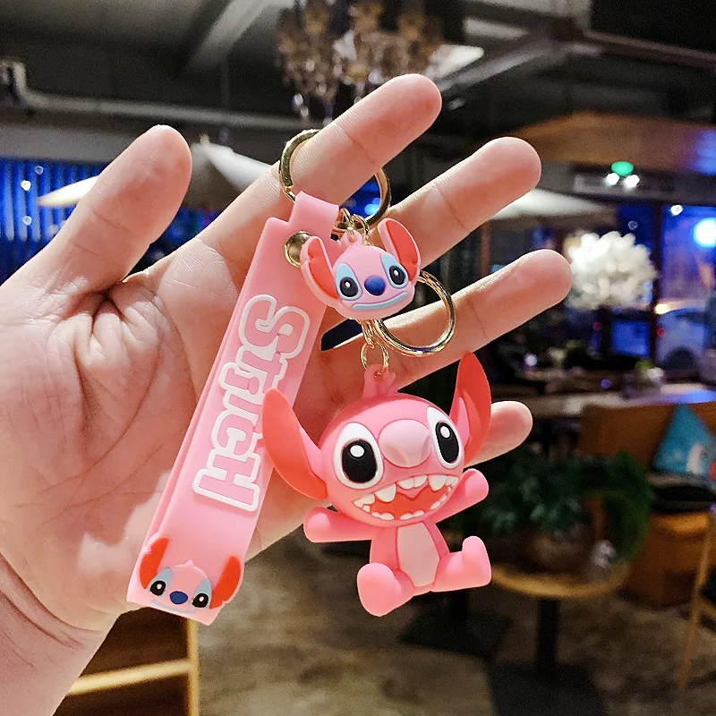 Disney Stitch keychain anime cartoon keychains movies cute key ring Keyring  Charm Kids Toys Birthday Gifts