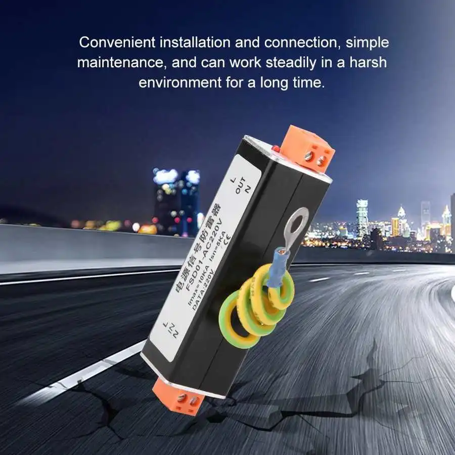 L-PE N-PE Surge Protector Aluminum Alloy AC220V 5A Power Surge Protector Protection Device Arrester SPD for CCTV Power
