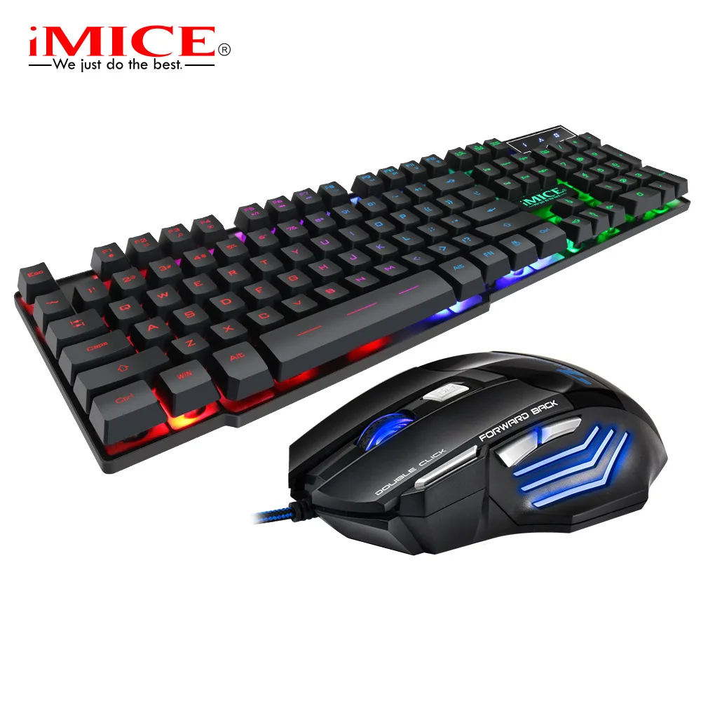 

Cross-border desktop notebook USB wired luminous backlight floating keycap keyboard and mouse set
