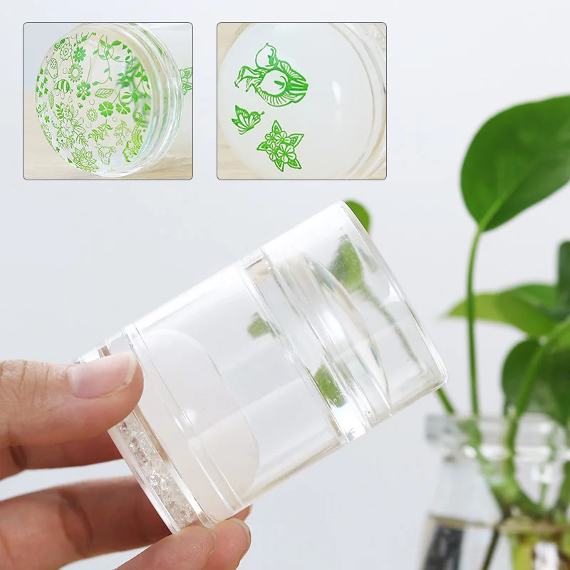 

1 Pc Dual-ended Stamper Clear White Color Silicone Jelly Nail Stamper with Rhinestone Nail Art Stamper with Scraper