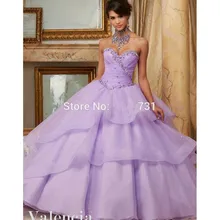 Лаванда Бальные платья бальное платье Милая Многоуровневая органза бисером кристаллы дешевые милые 16 платья