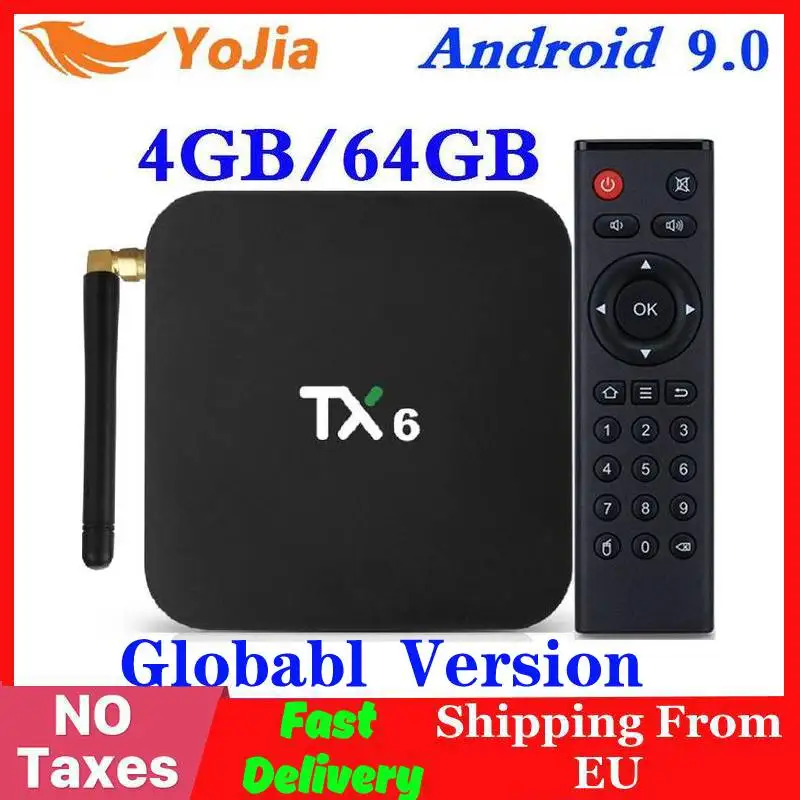  Android 9.0 Smart TV Box TX6 Allwinner H6 4GB RAM 64GB ROM 32G 4K 2.4G/5GHz Dual WiFi 2G16G PK Q Pl