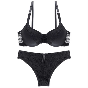 

Sexy Women Lace Bra Briefs Set Lingerie Push Up Brassiere Seamless Panties Under Wire Bralette For Female Underwear Set #F