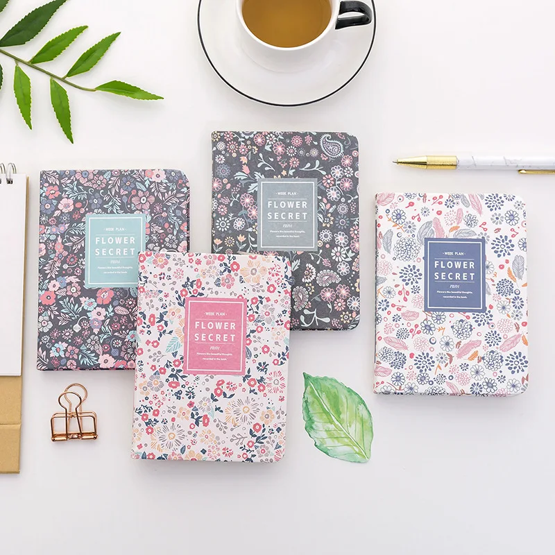 

Cute PU Leather Floral Schedule Book Diary Weekly Plan Notebook School Office Supplies Cute Stationery
