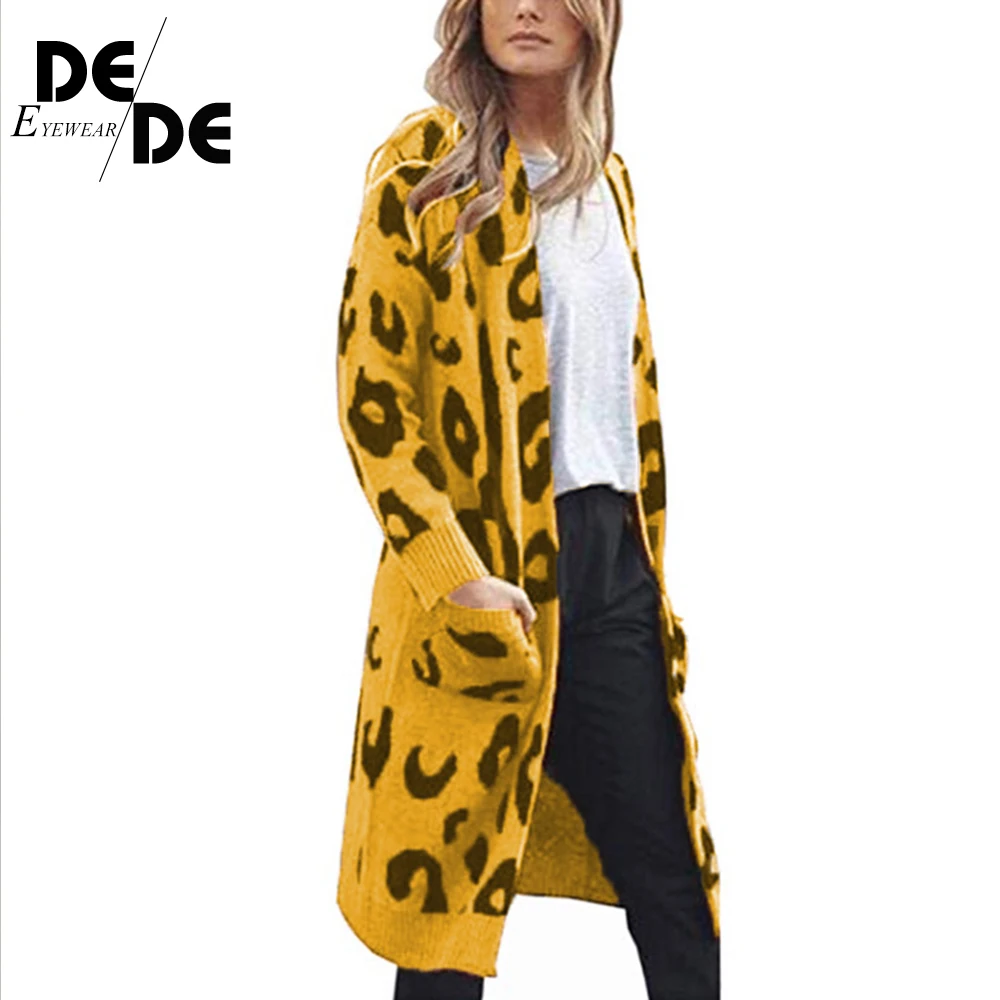 

Knitted Female Cardigan pull femme Autumn Winter Fashion Women Long Sleeve loose Leopard knitting cardigan sweater
