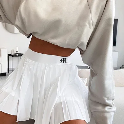 Pleated Skirt A-line High Waist Mini Tennis Skirt Casual Womens Summer Overall Tennis Skorts
