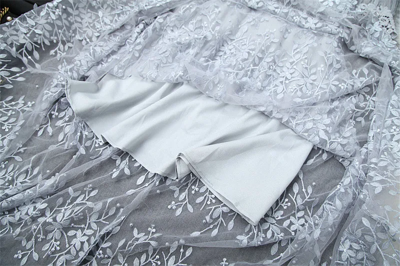 Женские дизайнерские осенние платья из тюля с длинным рукавом и вышивкой, женские элегантные сексуальные длинные вечерние платья, женские платья