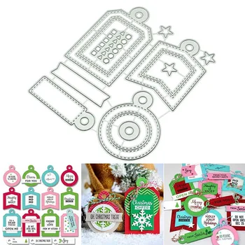 

Merry Christmas Xmas Tags Metal Cutting Die DIY 3D Scrapbooking Frame Etching Knife Dies Greeting Crafts Photo Decor