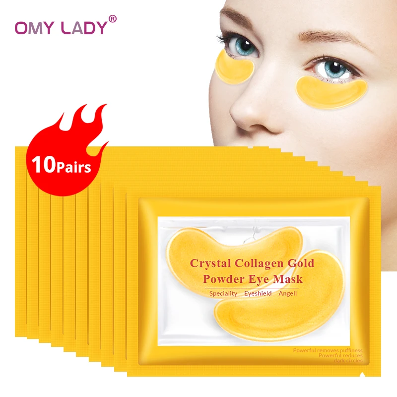 OMY LADY 10 пар глаз патч 24 к Золотая с кристаллами коллагена маска против старения/темные круги/отечность уход за кожей глаз увлажняющий