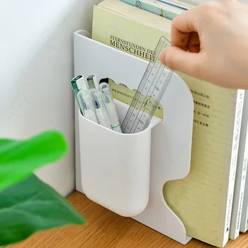 

Adjustable Bookend Book Holder Retractable Book Stand Multi Compartments with Pen Holder Desktop Organizer Home Office PAK