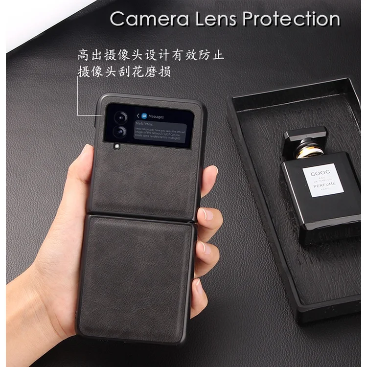 Luxury Vintage Genuine Leather Case For Samsung Galaxy Z Flip4 Flip3 Classic Business Cover For Galaxy Z Flip 3 5G