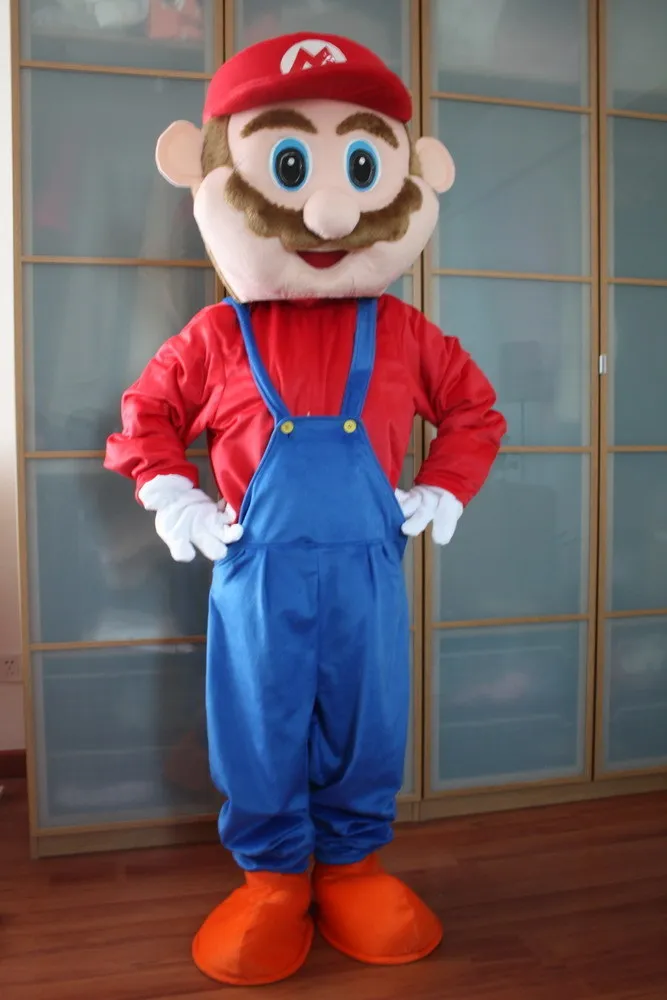 

New Professional red Mario Brother Mascot Costume Adult Birthday Party Fancy Dress Halloween Cosplay Outfits Clothing Xmas