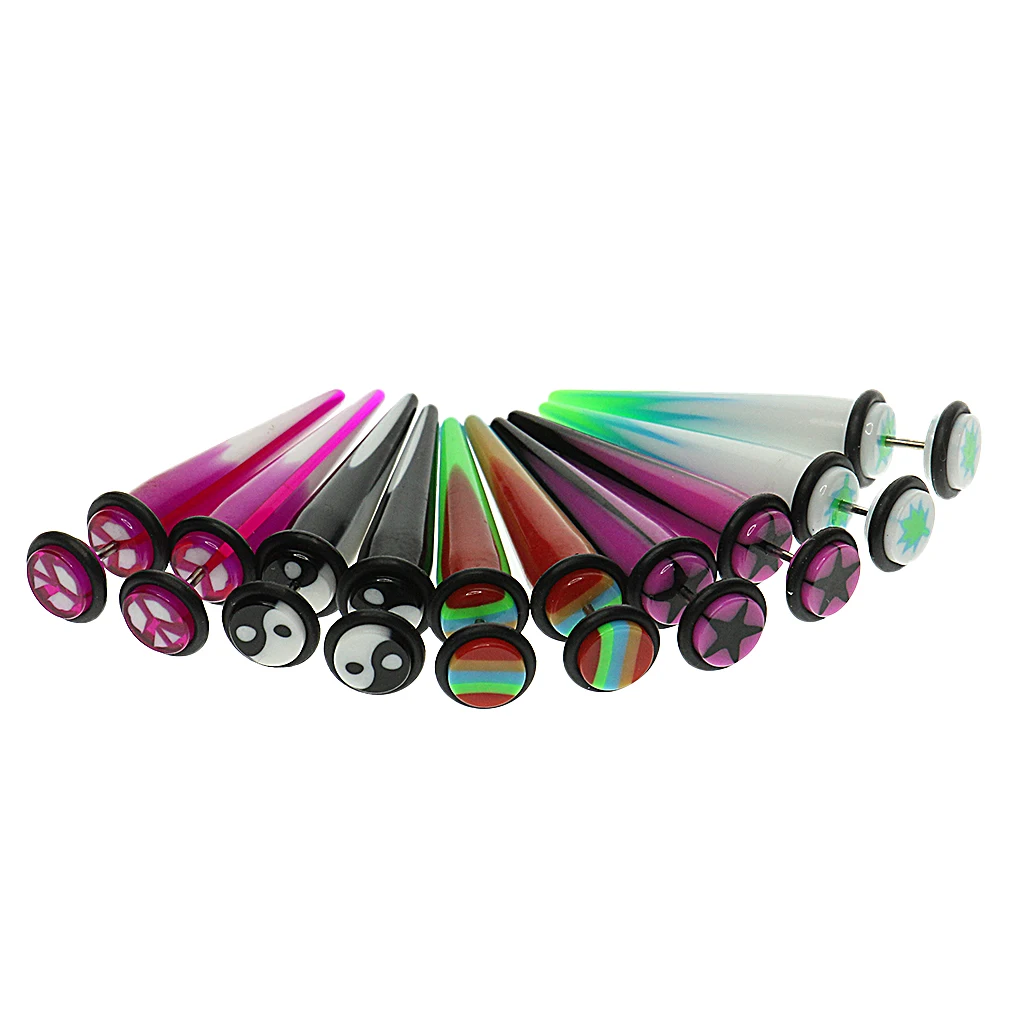5 Pairs Screw Taper with O -ring Piercing Stud 0 Gauge Look Fake Taper Gauge