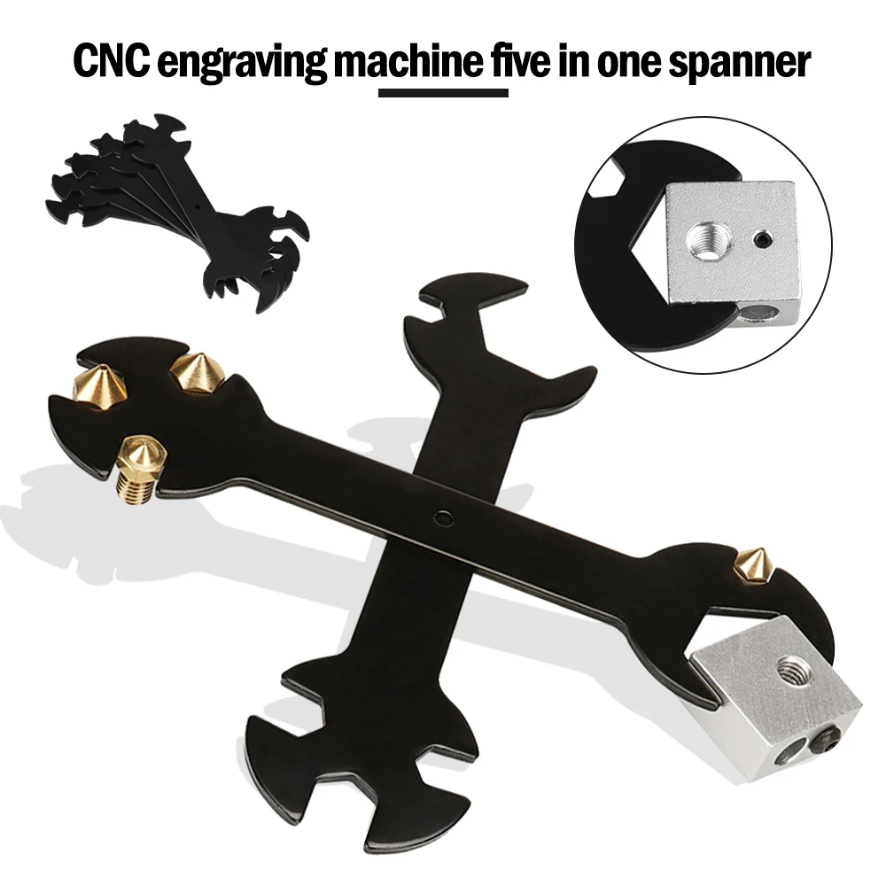

Nozzle Wrench 5 IN 1 Wrench Stay 6mm to 20mm Steel Spanner Wrench Flat For E3D MK8 MK10 Nozzle tool 3D Printer Parts