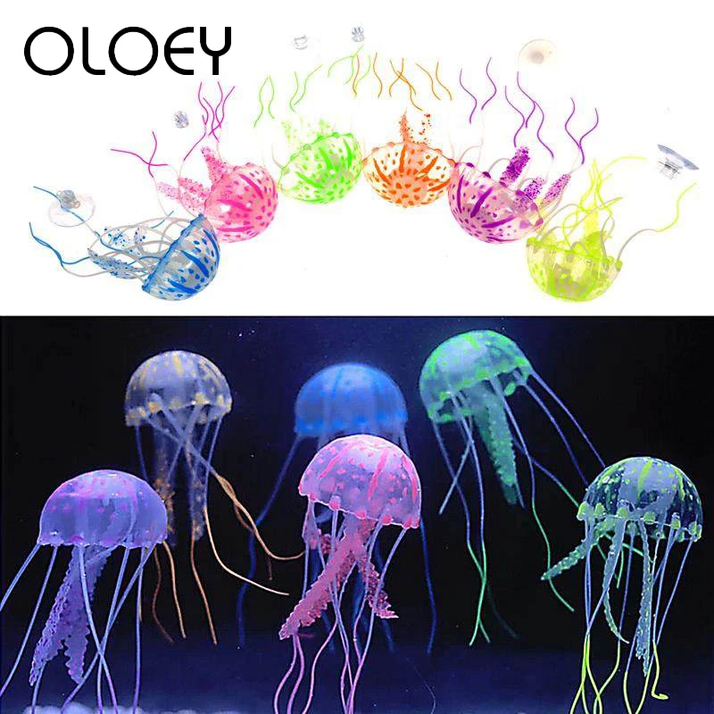

Glowing Effect Artificial Jellyfish Fish Tank Aquarium Decoration Mini Live Plant Luminous Ornament Underwater Aquatic Landscape