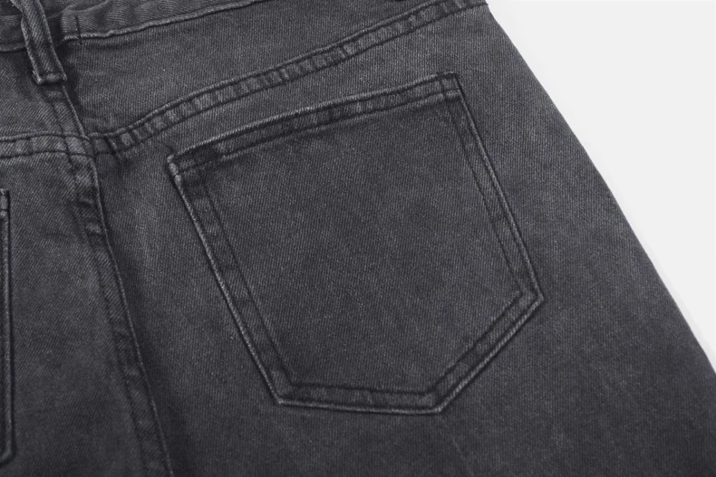 Dark Icon Middle Split High Street Jeans Men Washing Grey Straight Hip Hop Jeans Men's Denim Pants